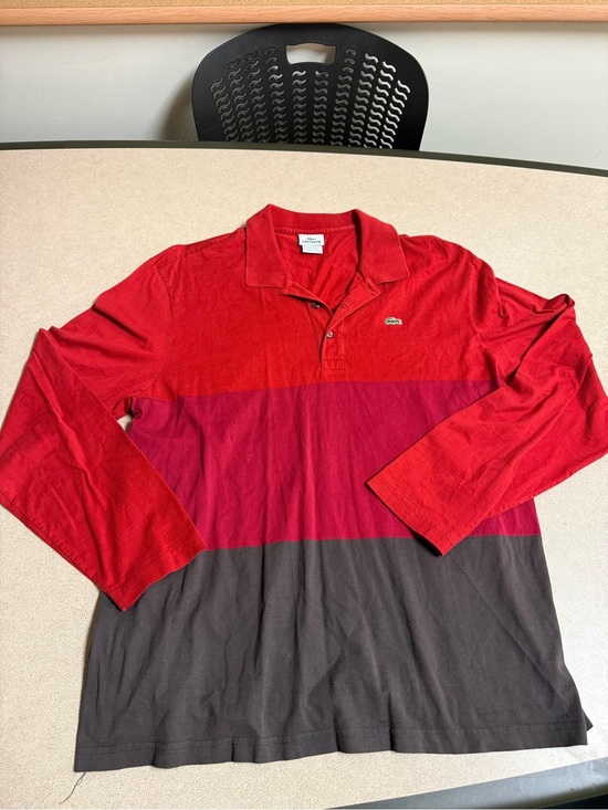 Lacoste Other - Vintage Lacoste Men’s Red Colorblock Long-Sleeve Polo Shirt Size 8